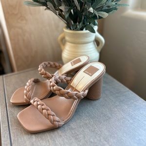 Dolce Vita Heels Tan Braided Square Toe